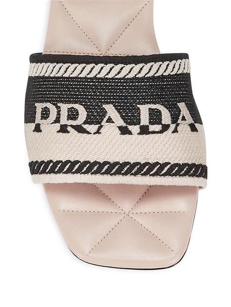 logo slide sandal prada|Prada platform sandals.